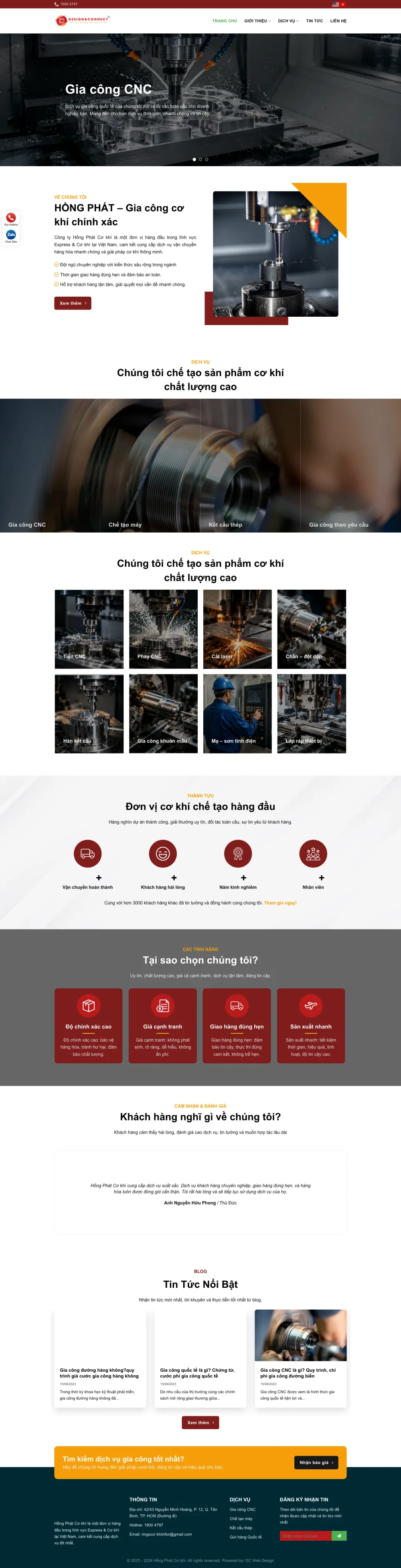 Giao diện Website Cơ Khí & Chế Tạo