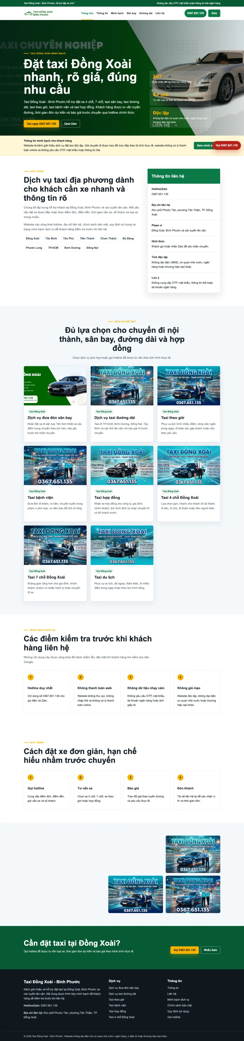 Giao diện Taxi Đồng Xoài