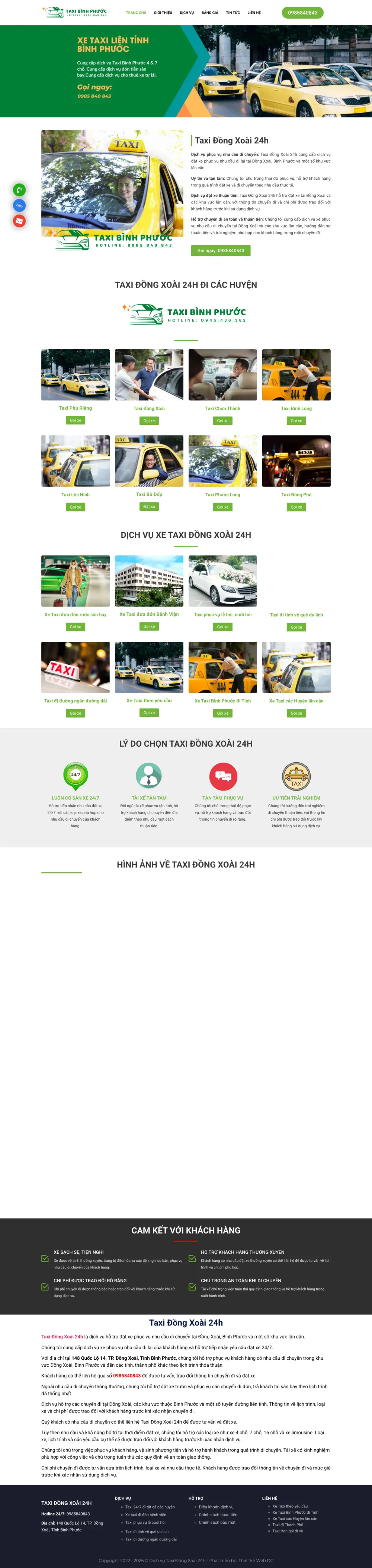 Giao diện Taxi Đồng Xoài 24h
