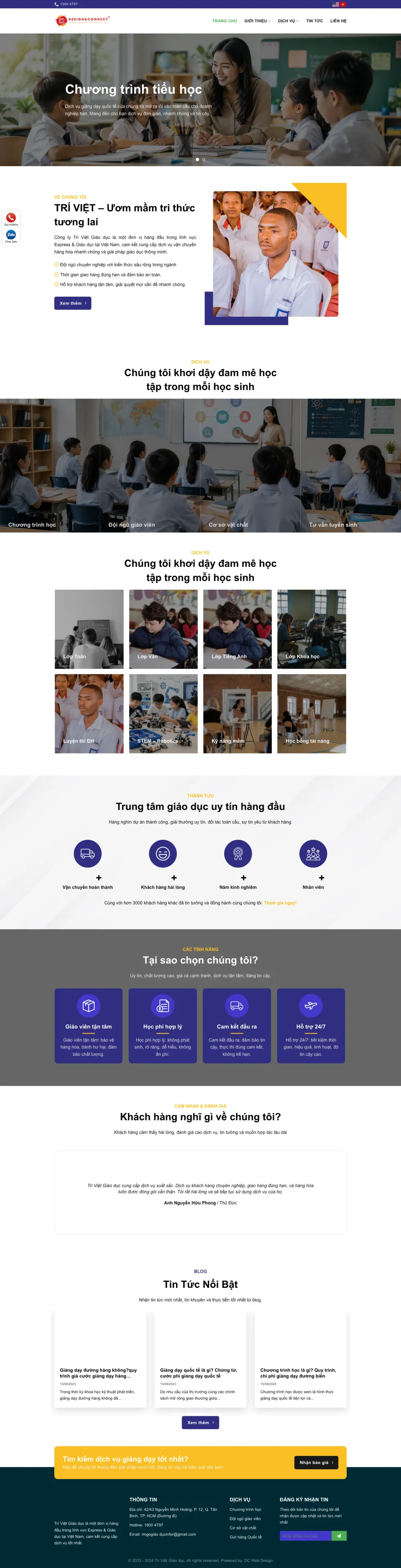 Giao diện Website Trung Tâm Giáo Dục