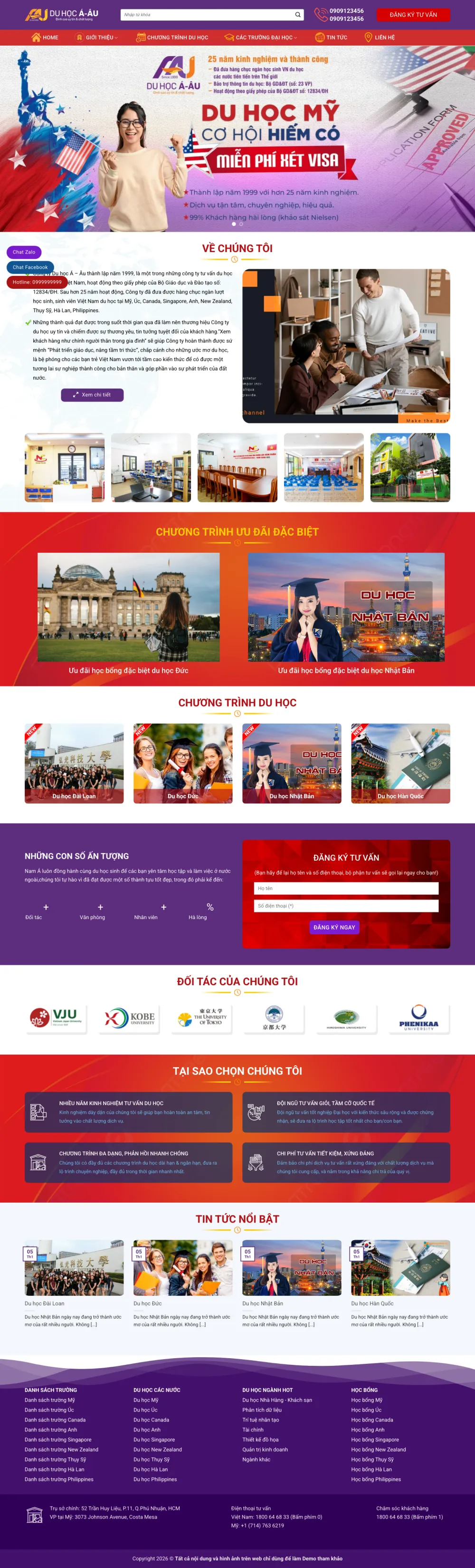 Giao diện Công Ty Du Học Hàng Đầu
