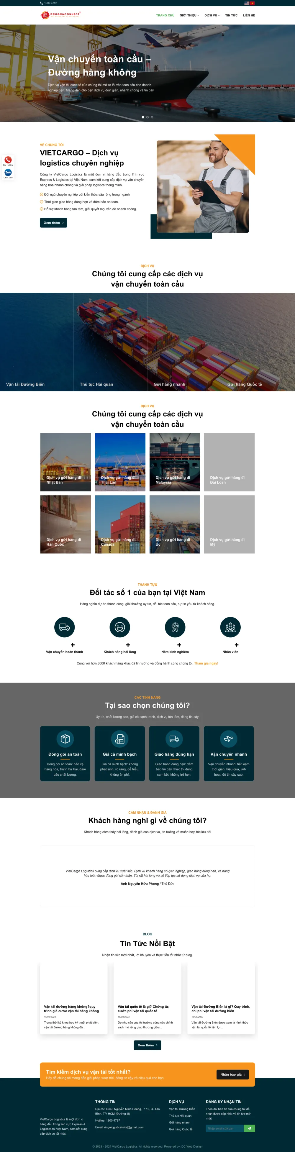 Giao diện Website Logistics & Vận Tải