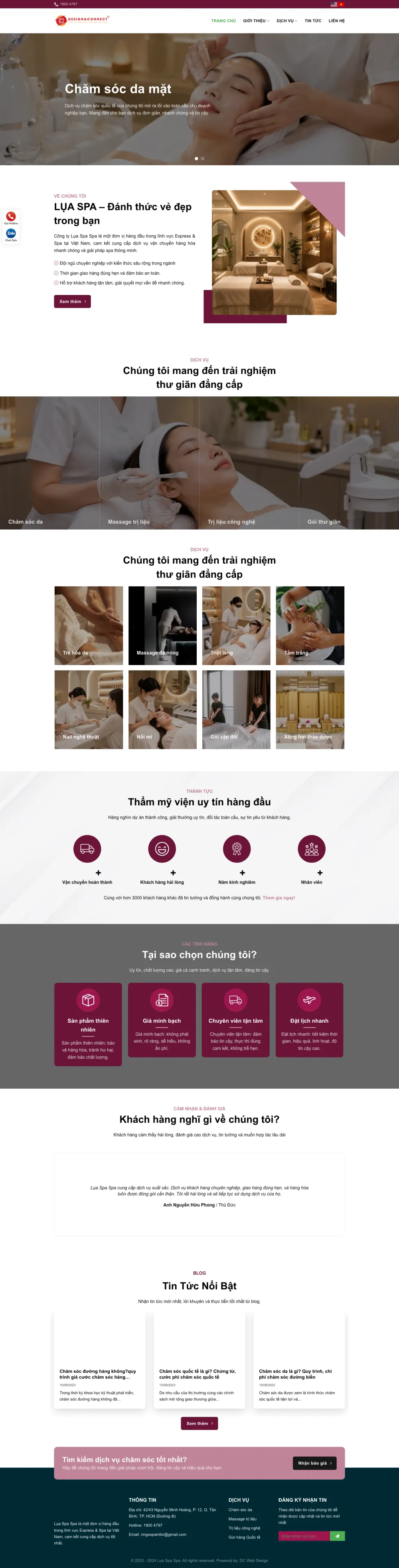 Giao diện Website Spa & Làm Đẹp