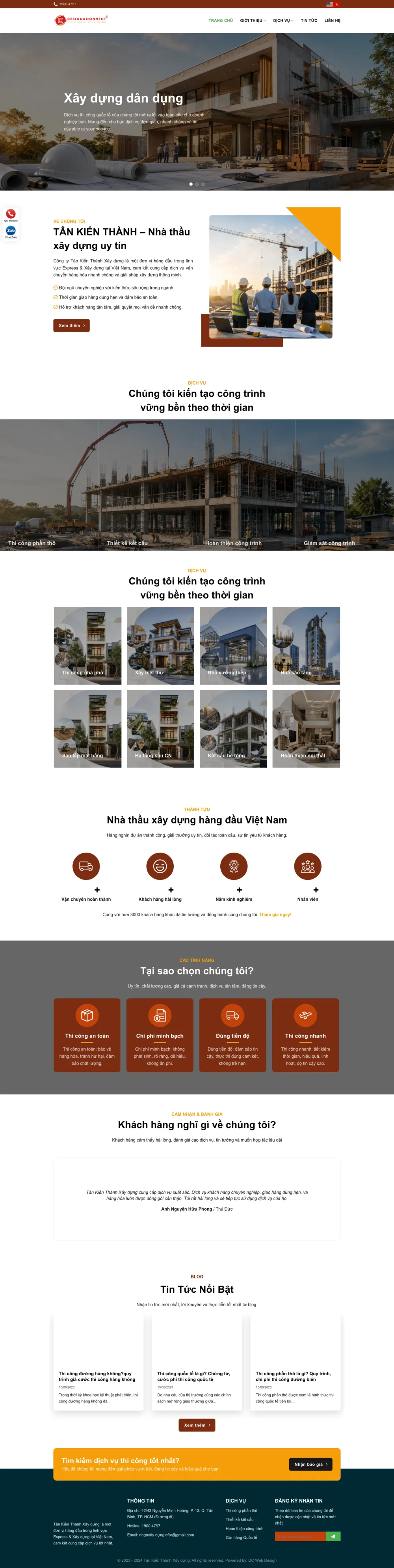 Giao diện Website Công Ty Xây Dựng