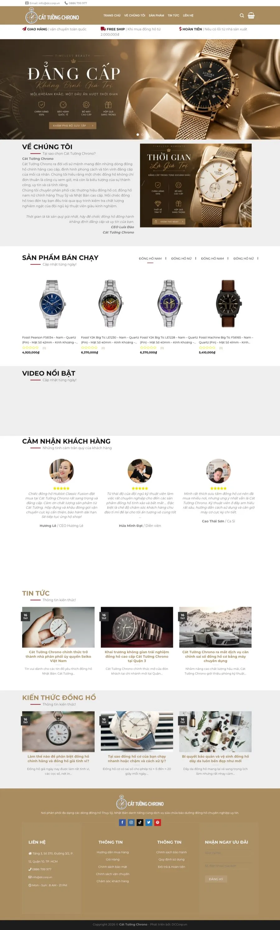 Giao diện Website Đồng Hồ (Cát Tường Chrono)