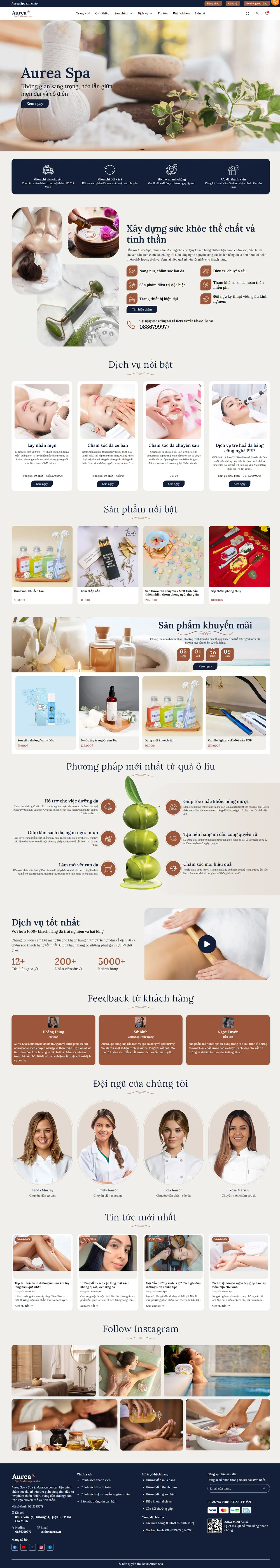 Giao diện Website Aurea Spa