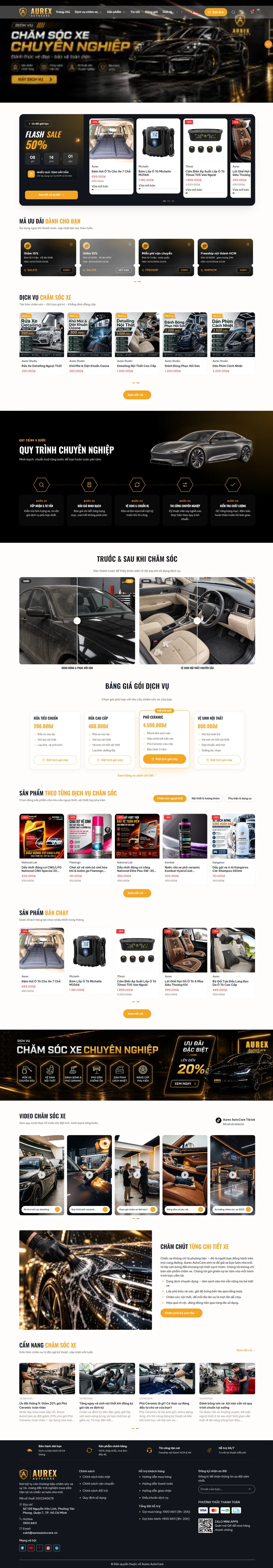Giao diện Website Aurex AutoCare