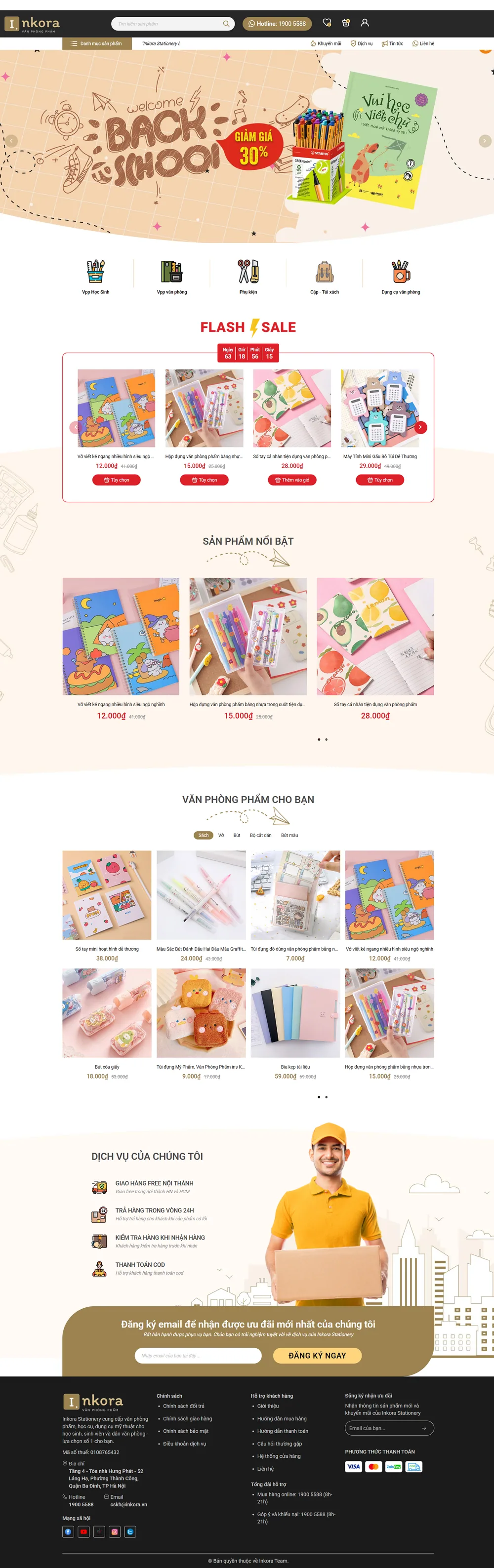 Giao diện Website Inkora Stationery