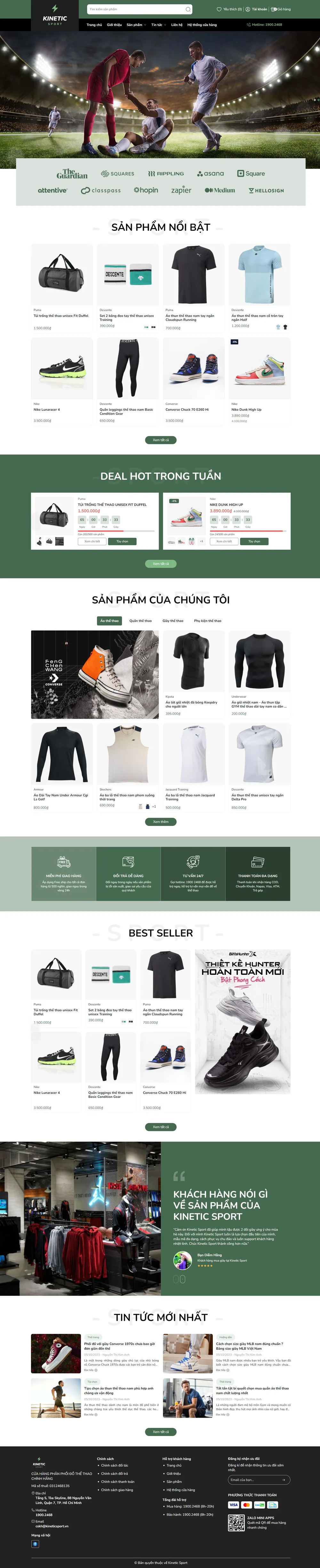 Giao diện Website Kinetic Sport