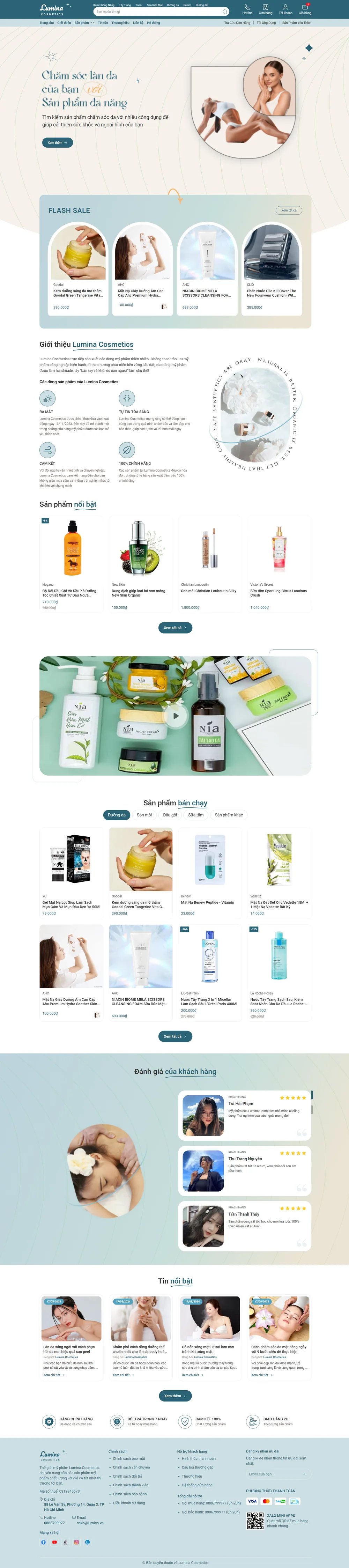 Giao diện Website Lumina Cosmetics