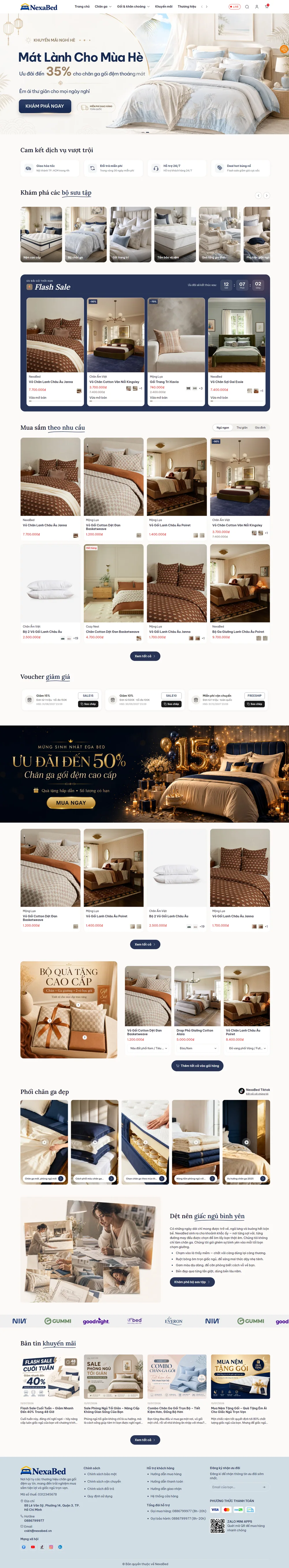 Giao diện Website Nexa Bed