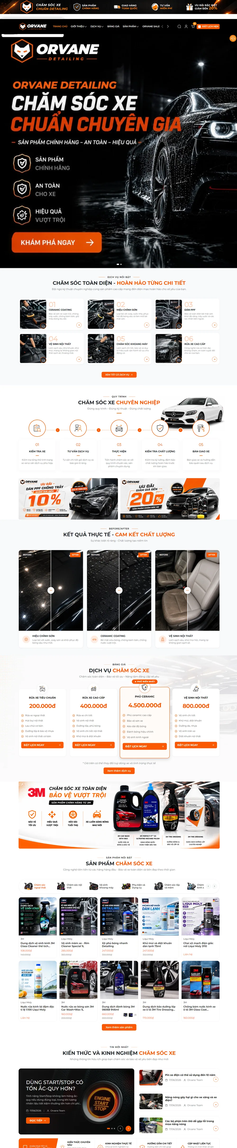 Giao diện Website Orvane Detailing