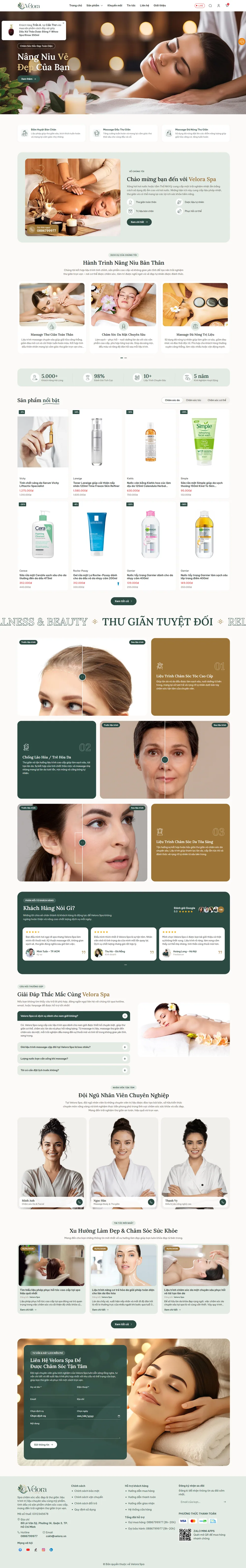 Giao diện Website Velora Spa