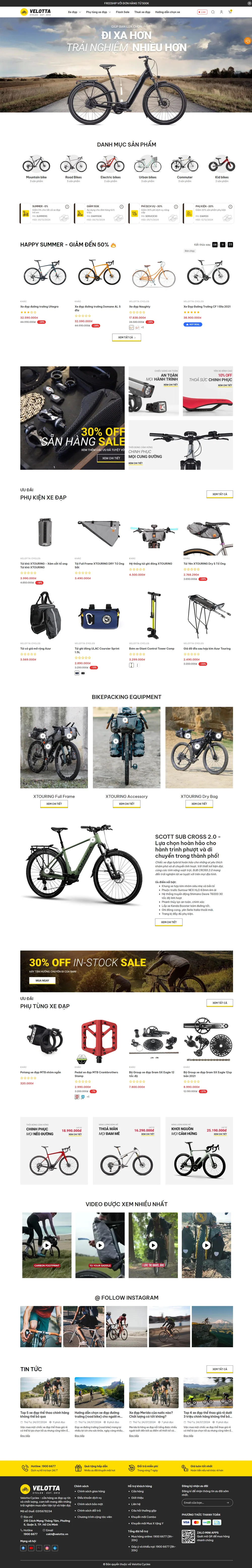 Giao diện Website Velotta Cycles