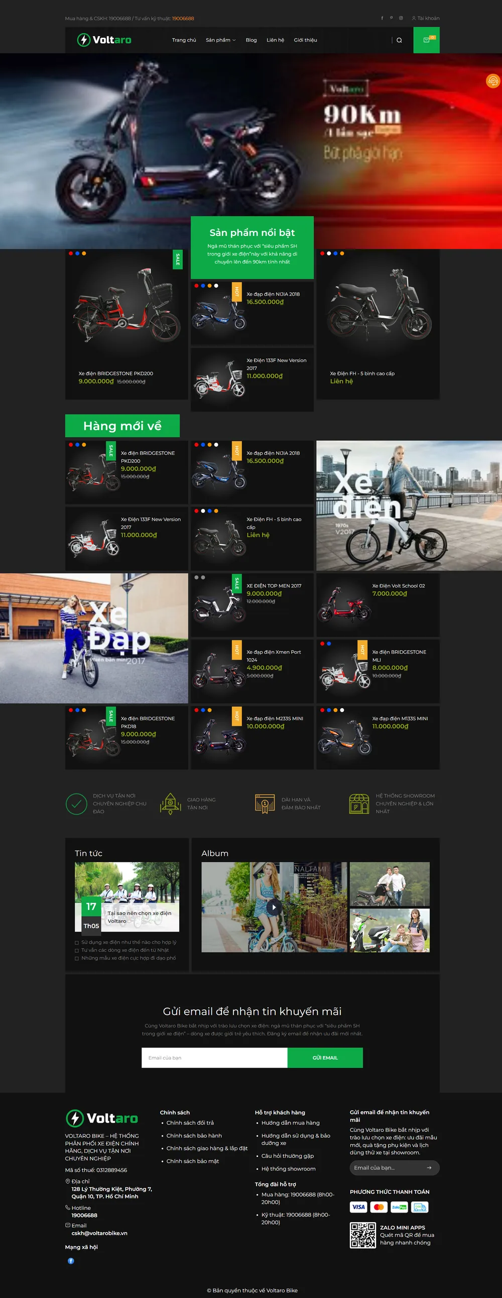 Giao diện Website Voltaro Bike