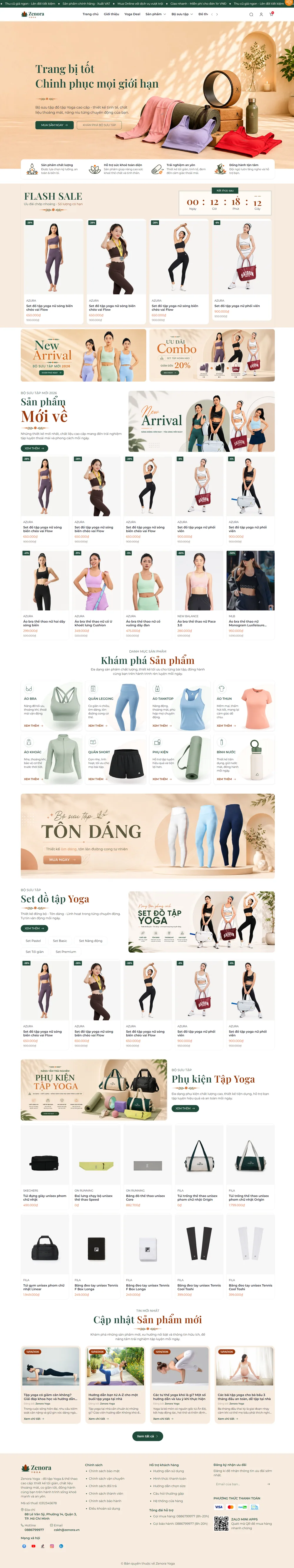Giao diện Website Zenora Yoga