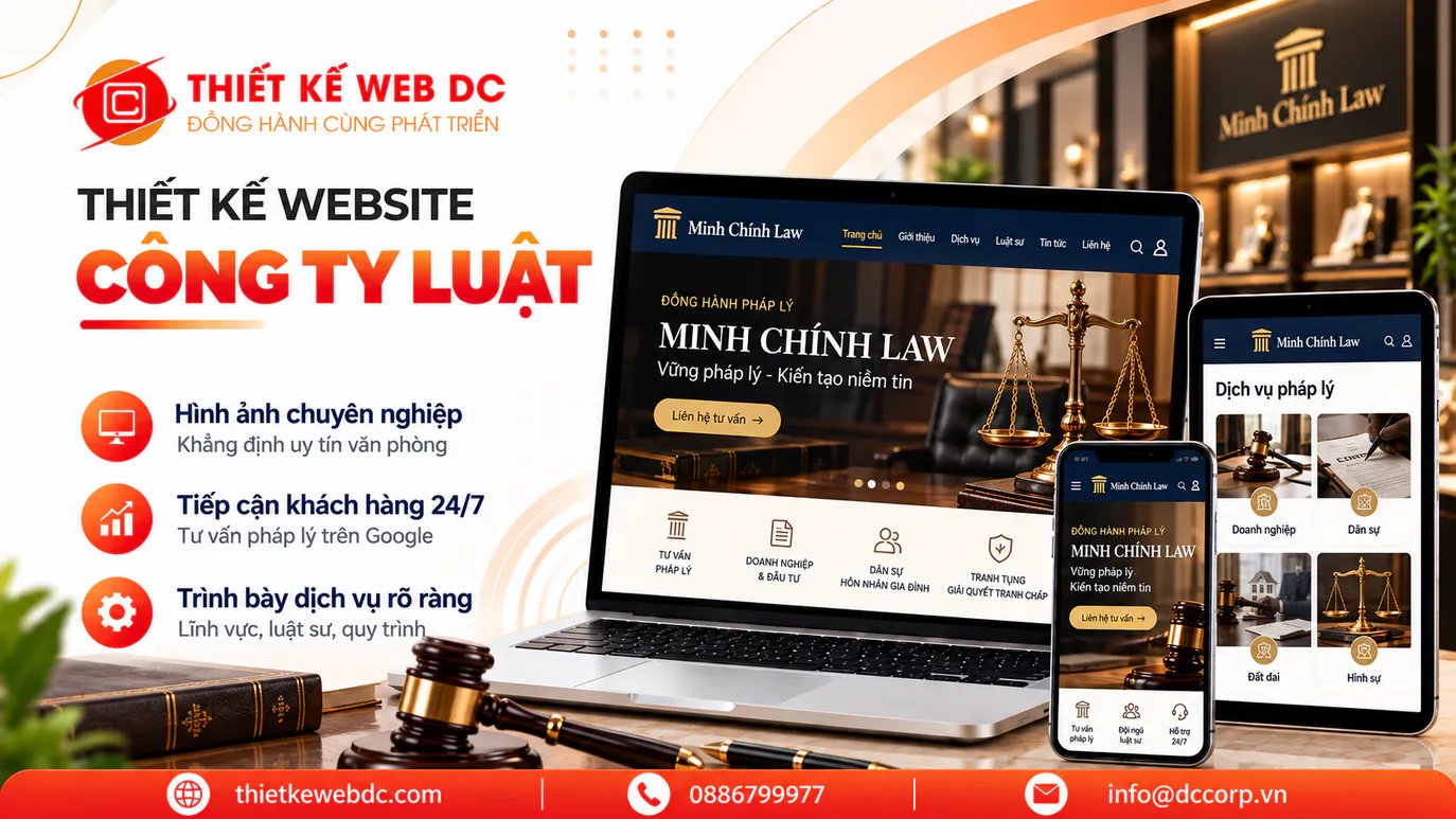 Thiết kế website công ty luật uy tín chuyên nghiệp, chuẩn SEO 2026