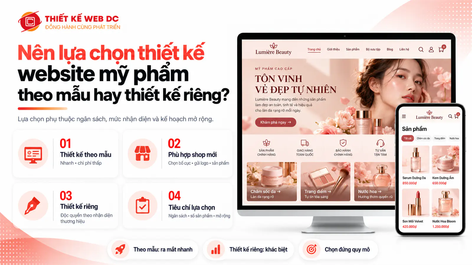 Nên lựa chọn thiết kế website mỹ phẩm theo mẫu hay thiết kế riêng?