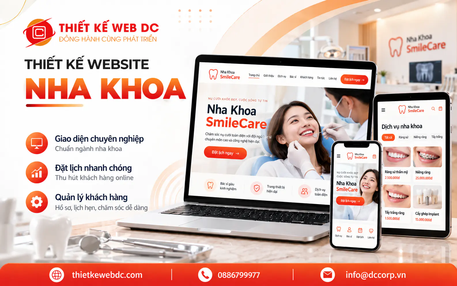 Thiết Kế website nha khoa chuẩn SEO, đặt lịch online trực tuyến