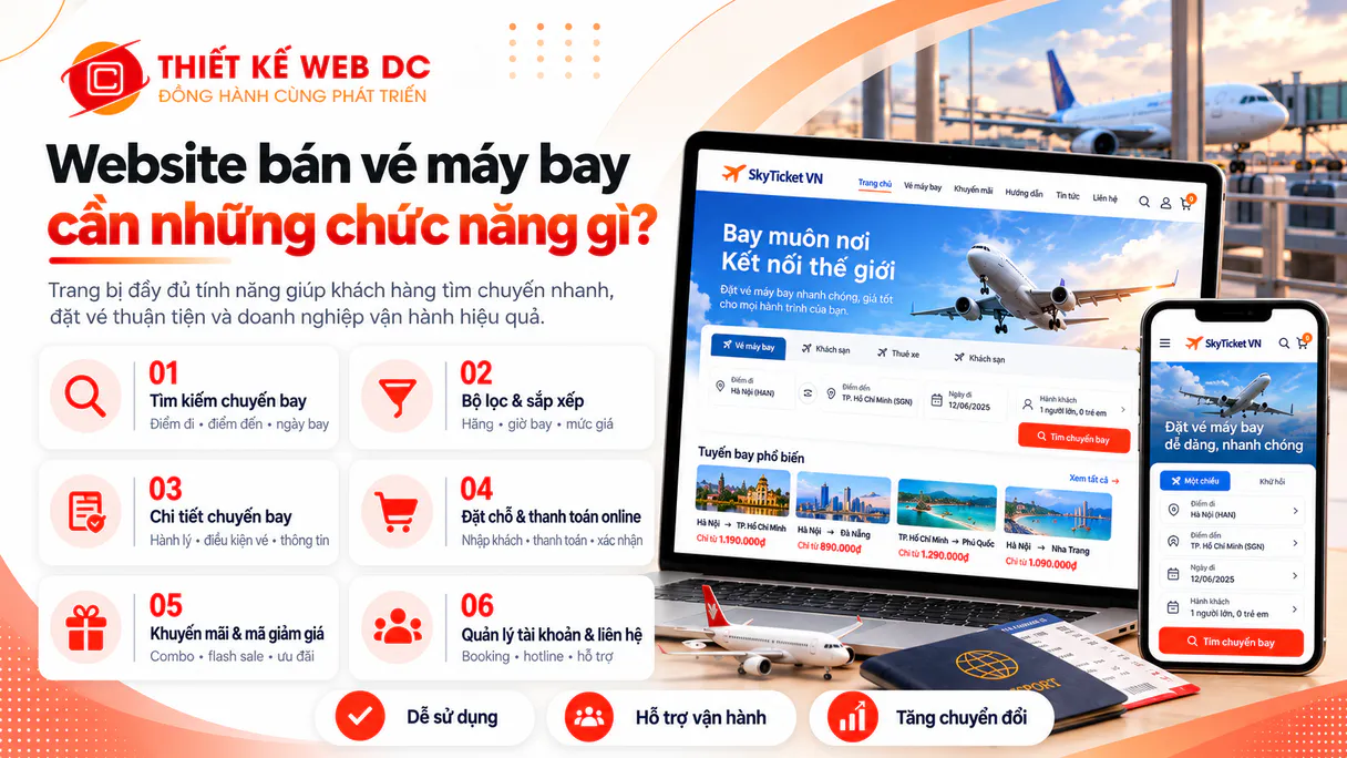 Các tính năng cần có khi thiết kế website bán vé máy bay