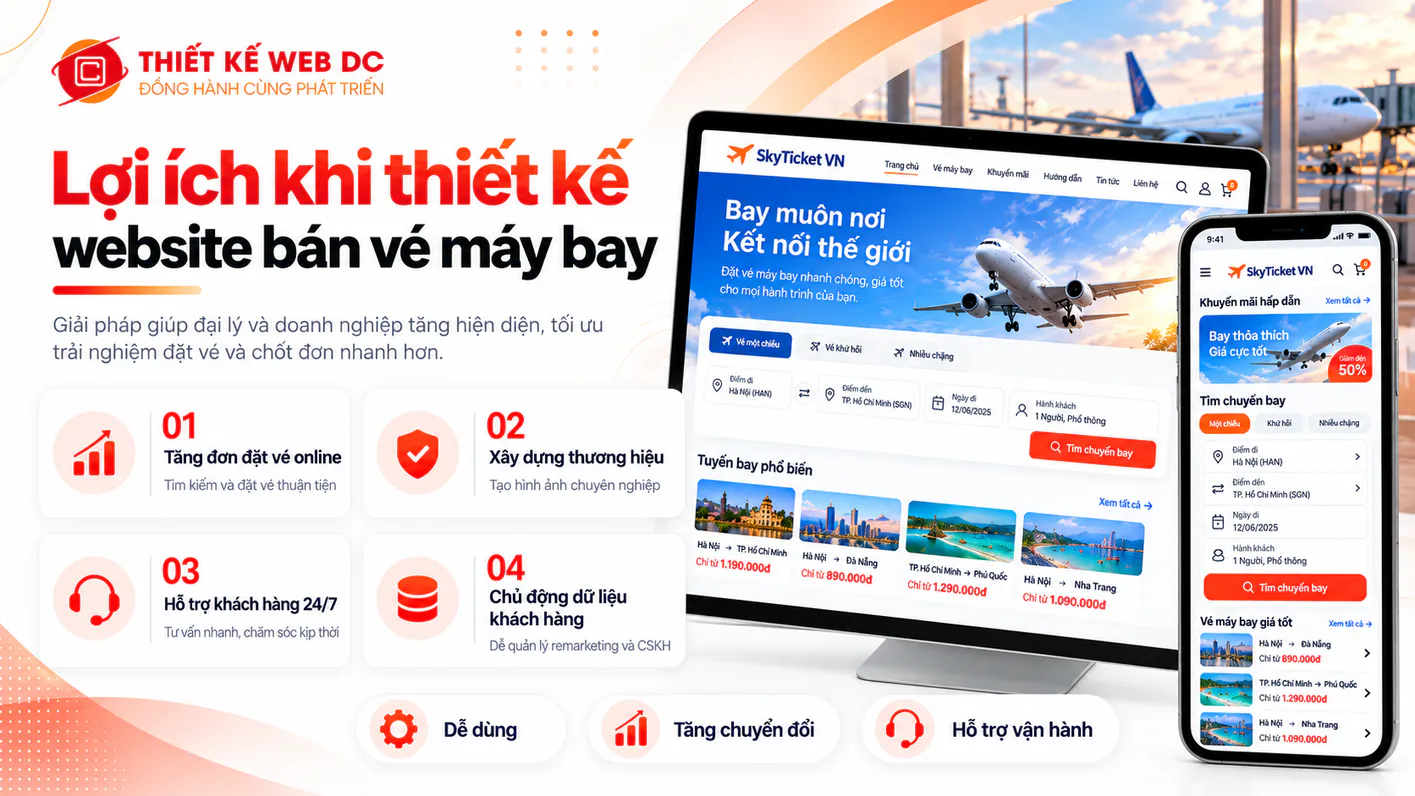 Lợi ích khi thiết kế website bán vé máy bay chuyên nghiệp