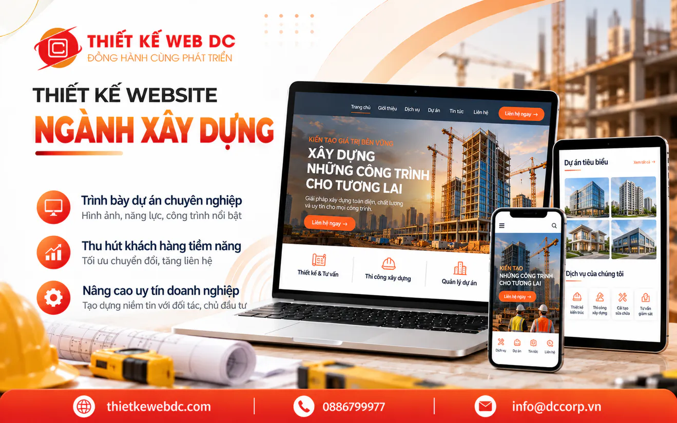 Thiết kế website ngành xây dựng chuẩn SEO, Mẫu web đẹp