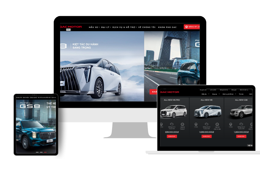 DỊCH VỤ THIẾT KẾ WEBSITE GAC MOTOR 1 Minimalist Neutral Multi Device Computer Mockup Website Launch Instagram Post 1