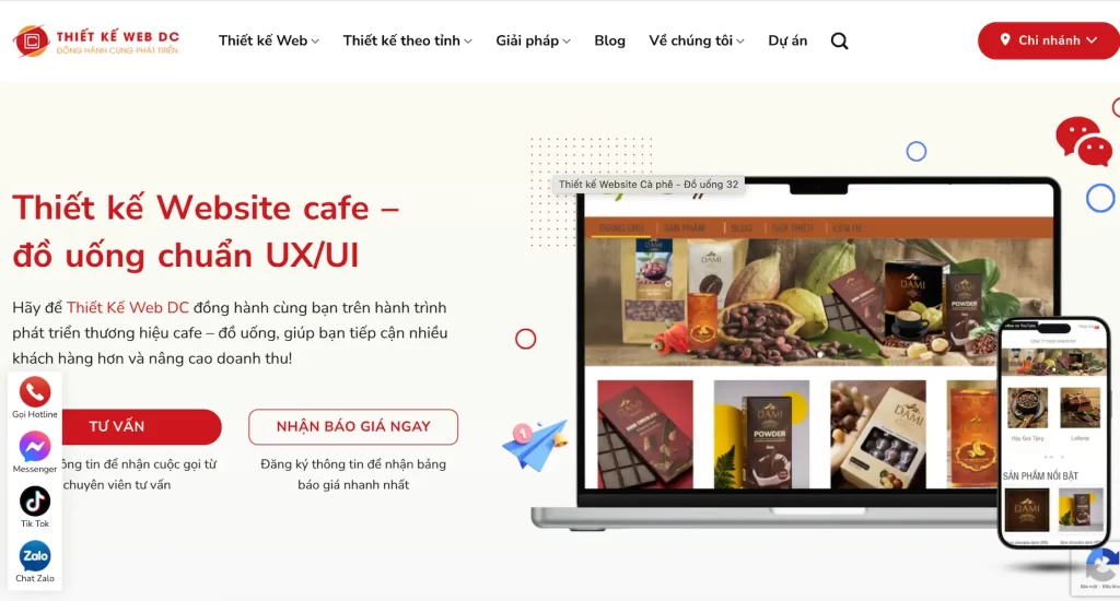 Thiết Kế Website Miễn Phí – Chỉ Cần Mua Hosting 3 Thiết kế website Cafe- đồ uống